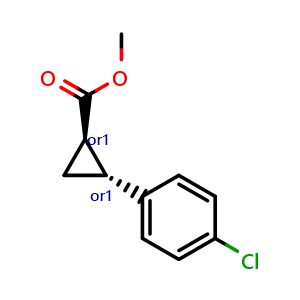 Chemical structure of Methyl trans-2-(4-Chlorophenyl)cyclopropanecarboxylate , CAS 72228-99-0, AChemBlock V147450