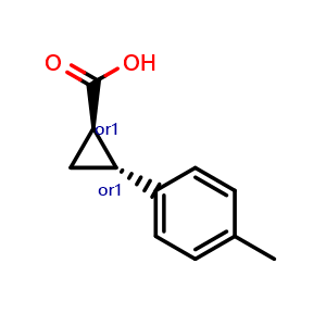 Chemical structure of trans-2-(p-Tolyl)cyclopropanecarboxylic Acid , CAS 16633-44-6, AChemBlock V147463