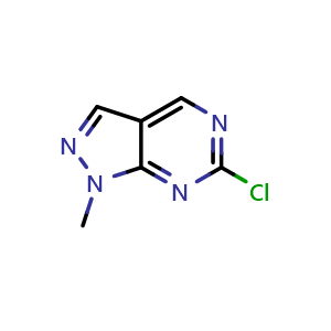 Chemical structure of 6-Chloro-1-methyl-1H-pyrazolo[3,4-d]pyrimidine , CAS 1443291-37-9, AChemBlock V147502