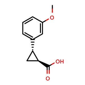 Chemical structure of (1S,2S)-2-(3-Methoxyphenyl)cyclopropanecarboxylic Acid , CAS 110901-89-8, AChemBlock V147538