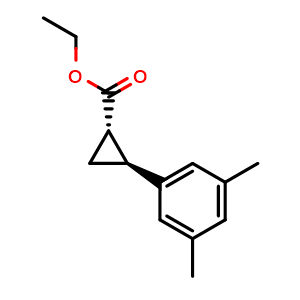 Chemical structure of Ethyl (1S,2S)-2-(3,5-Dimethylphenyl)cyclopropanecarboxylate , CAS 2733621-52-6, AChemBlock V147558