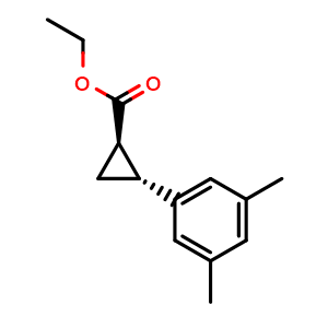 Chemical structure of Ethyl (1R,2R)-2-(3,5-Dimethylphenyl)cyclopropanecarboxylate , CAS 2733621-51-5, AChemBlock V147559