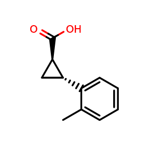 Chemical structure of (1R,2R)-2-(o-Tolyl)cyclopropanecarboxylic Acid , CAS 705250-88-0, AChemBlock V147565
