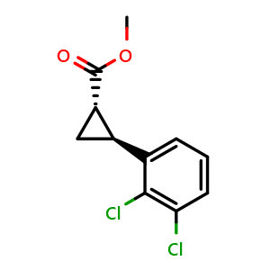 Chemical structure of Methyl (1S,2S)-2-(2,3-Dichlorophenyl)cyclopropanecarboxylate , CAS 1026589-72-9, AChemBlock V147585