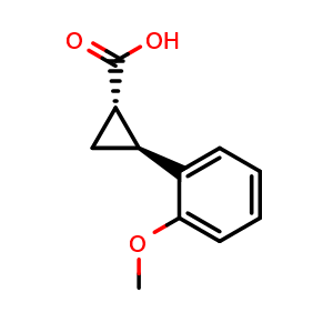Chemical structure of (1S,2S)-2-(2-Methoxyphenyl)cyclopropanecarboxylic Acid , CAS 110901-85-4, AChemBlock V147596