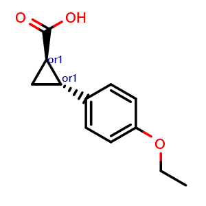 Chemical structure of trans-2-(4-Ethoxyphenyl)cyclopropanecarboxylic Acid , CAS 1218612-67-9, AChemBlock V147641