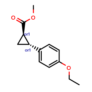 Chemical structure of Methyl trans-2-(4-Ethoxyphenyl)cyclopropanecarboxylate , AChemBlock V147647