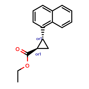Chemical structure of Ethyl trans-2-(1-Naphthyl)cyclopropanecarboxylate , CAS 232618-92-7, AChemBlock V147662