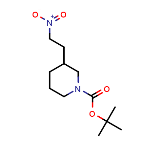 Chemical structure of 1-Boc-3-(2-nitroethyl)piperidine , CAS 1780465-96-4, AChemBlock V147716
