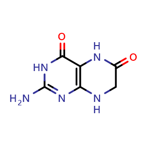 Chemical structure of 2-Amino-7,8-dihydropteridine-4,6(3H,5H)-dione , CAS 1131-35-7, AChemBlock V147725