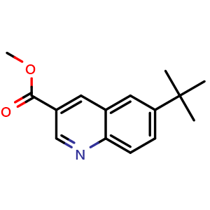 Chemical structure of Methyl 6-(tert-Butyl)quinoline-3-carboxylate , CAS 2752016-21-8, AChemBlock V147736