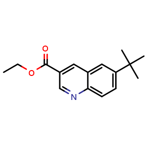 Chemical structure of Ethyl 6-(tert-Butyl)quinoline-3-carboxylate , CAS 958331-60-7, AChemBlock V147737