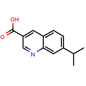 Chemical structure of 7-Isopropylquinoline-3-carboxylic Acid , CAS 958331-92-5, AChemBlock V147750