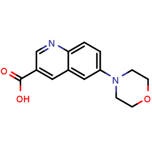 Chemical structure of 6-Morpholinoquinoline-3-carboxylic Acid , CAS 1781350-06-8, AChemBlock V147756