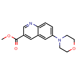 Chemical structure of Methyl 6-Morpholinoquinoline-3-carboxylate , CAS 2121746-45-8, AChemBlock V147757