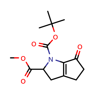 Chemical structure of Methyl 1-Boc-6-oxo-1,4,5,6-tetrahydrocyclopenta[b]pyrrole-2-carboxylate , AChemBlock V147764