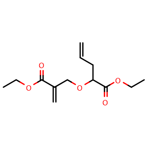 Chemical structure of Ethyl 2-[[2-(Ethoxycarbonyl)allyl]oxy]-4-pentenoate , CAS 2260787-89-9, AChemBlock V147769