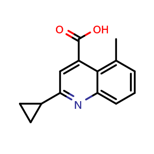 Chemical structure of 2-Cyclopropyl-5-methylquinoline-4-carboxylic Acid , CAS 2752498-37-4, AChemBlock V147781