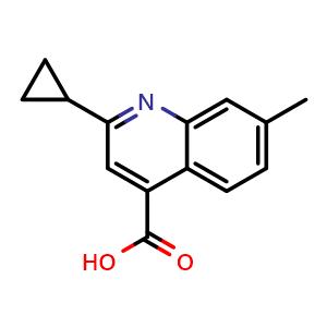 Chemical structure of 2-Cyclopropyl-7-methylquinoline-4-carboxylic Acid , CAS 1267001-93-3, AChemBlock V147782
