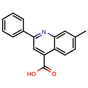Chemical structure of 7-Methyl-2-phenylquinoline-4-carboxylic Acid , CAS 181048-54-4, AChemBlock V147811