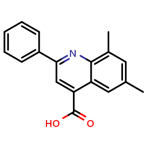 Chemical structure of 6,8-Dimethyl-2-phenylquinoline-4-carboxylic Acid , CAS 337496-05-6, AChemBlock V147821