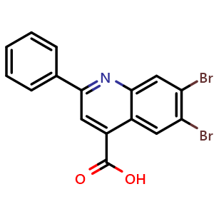 Chemical structure of 6,7-Dibromo-2-phenylquinoline-4-carboxylic Acid , CAS 2743979-03-3, AChemBlock V147823