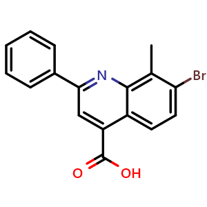 Chemical structure of 7-Bromo-8-methyl-2-phenylquinoline-4-carboxylic Acid , CAS 2752118-98-0, AChemBlock V147825