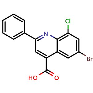 Chemical structure of 6-Bromo-8-chloro-2-phenylquinoline-4-carboxylic Acid , CAS 2743807-64-7, AChemBlock V147827