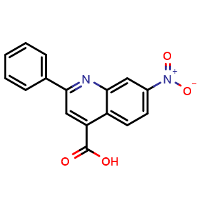 Chemical structure of 7-Nitro-2-phenylquinoline-4-carboxylic Acid , CAS 2740438-38-2, AChemBlock V147829