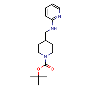 Chemical structure of N-[(1-Boc-4-piperidyl)methyl]pyridin-2-amine , CAS 302341-48-6, AChemBlock V147838