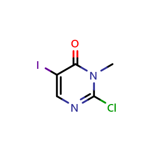 Chemical structure of 2-Chloro-5-iodo-3-methylpyrimidin-4(3H)-one , CAS 2055760-88-6, AChemBlock V147868