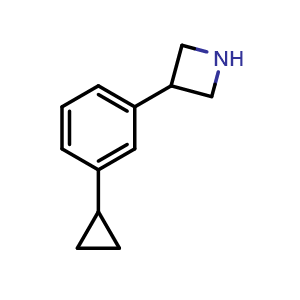 Chemical structure of 3-(3-Cyclopropylphenyl)azetidine , CAS 2229327-37-9, AChemBlock V147882