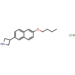 Chemical structure of 3-(6-Butoxy-2-naphthyl)azetidine Hydrochloride , CAS 2752759-93-4, AChemBlock V147903