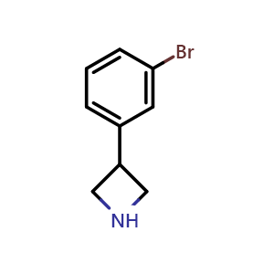 Chemical structure of 3-(3-Bromophenyl)azetidine , CAS 1203681-56-4, AChemBlock V147907