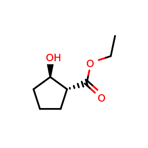 Chemical structure of Ethyl trans-2-Hydroxycyclopentanoate , CAS 110611-67-1, AChemBlock V147929