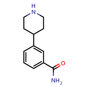 Chemical structure of 3-(4-Piperidyl)benzamide , CAS 1044769-17-6, AChemBlock V147936