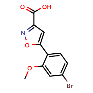 Chemical structure of 5-(4-Bromo-2-methoxyphenyl)isoxazole-3-carboxylic Acid , CAS 1897445-34-9, AChemBlock V147950