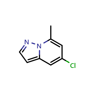 Chemical structure of 5-Chloro-7-methylpyrazolo[1,5-a]pyridine , CAS 1427374-70-6, AChemBlock V147955