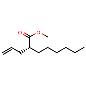 Chemical structure of Methyl (R)-2-Allyloctanoate , CAS 781647-68-5, AChemBlock V147990