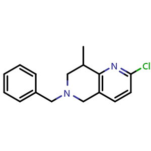 Chemical structure of 6-Benzyl-2-chloro-8-methyl-5,6,7,8-tetrahydro-1,6-naphthyridine , CAS 1151665-28-9, AChemBlock V148018