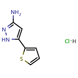 Chemical structure of 3-Amino-5-(2-thienyl)-1H-pyrazole Hydrochloride , AChemBlock V148025