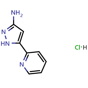 Chemical structure of 3-Amino-5-(2-pyridyl)-1H-pyrazole Hydrochloride , AChemBlock V148026