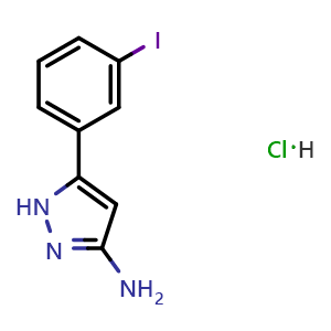 Chemical structure of 3-Amino-5-(3-iodophenyl)-1H-pyrazole Hydrochloride , CAS 2868235-58-7, AChemBlock V148031
