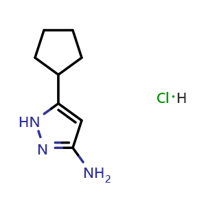 Chemical structure of 3-Amino-5-cyclopentyl-1H-pyrazole Hydrochloride , AChemBlock V148033