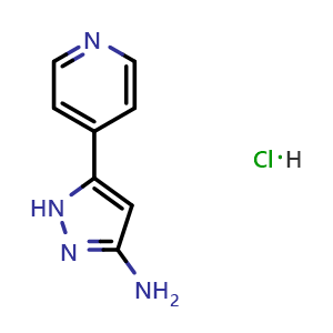 Chemical structure of 3-Amino-5-(4-pyridyl)-1H-pyrazole Hydrochloride , CAS 1586784-92-0, AChemBlock V148045