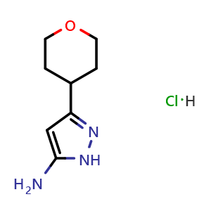 Chemical structure of 5-Amino-3-(4-tetrahydropyranyl)pyrazole Hydrochloride , AChemBlock V148046