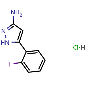 Chemical structure of 3-Amino-5-(2-iodophenyl)pyrazole Hydrochloride , CAS 2867086-46-0, AChemBlock V148050