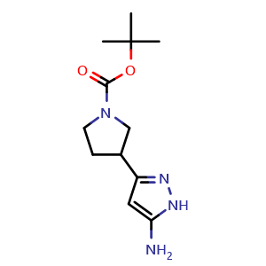 Chemical structure of 5-Amino-3-(1-Boc-3-pyrrolidinyl)pyrazole , CAS 1795287-64-7, AChemBlock V148054