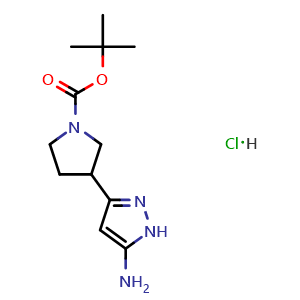 Chemical structure of 5-Amino-3-(1-Boc-3-pyrrolidinyl)pyrazole Hydrochloride , AChemBlock V148055
