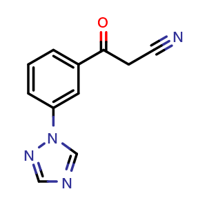 Chemical structure of 3-[3-(1H-1,2,4-Triazol-1-yl)phenyl]-3-oxopropanenitrile , AChemBlock V148067